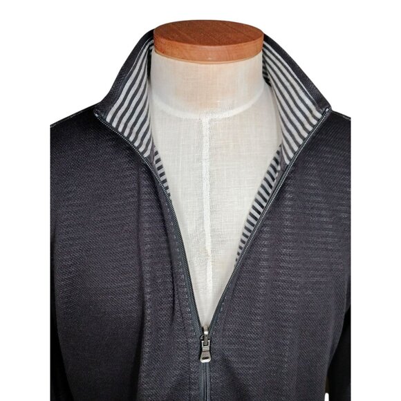 BOSS Hugo Boss Mens XL Reg Fit Full Zip Pique Knit Sweater Cardigan Reversible - Picture 6 of 16
